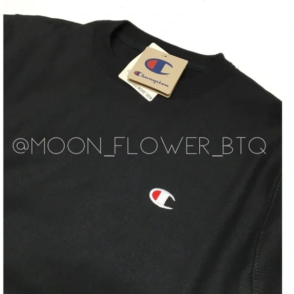 Champion Reverse Weave Crew Neck Sweatshirt Black - Picture 8 of 14